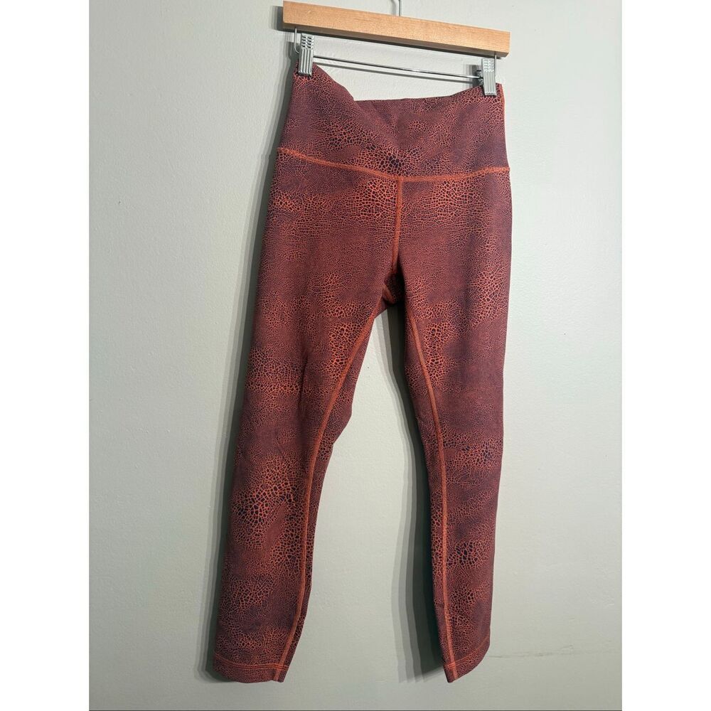 Lululemon Orange Larkspur Crackle Glaze Wunder Train High-Rise Leggings Size 6